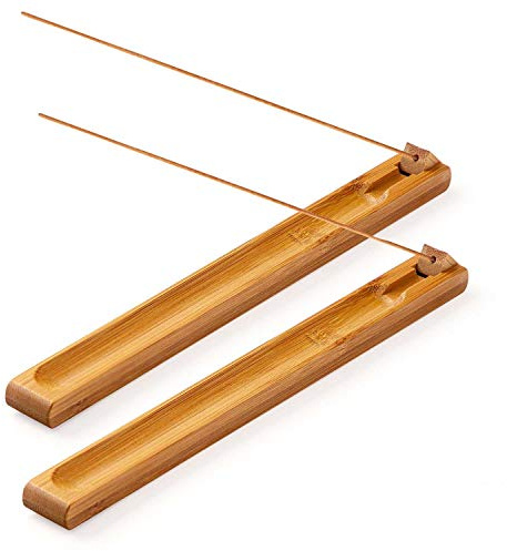 2 Pieces Bamboo Wood Incense Holder for Sticks with Adjustable Angle, Incense Burner with Ash Catcher, 9.8 Inches