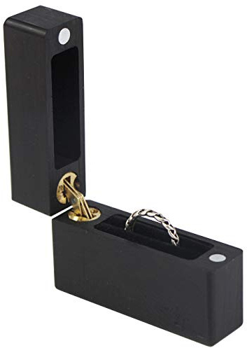 UOOOM Boîte à bagues en Bois Massif Petite boîte à bijoux Boîte à bagues Portable boîte à Bijoux Romantique en Bois pour Bague de fiançailles ou de Mariage (noir)
