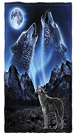 Stillshine. Große Strandtücher XXL Badetuch Schnell Trocknend Wasseraufnahme Extra Microfiber,3D Wolf Mond Traumfänger Motiv Handtuch Kinder Jugend Herren Erwachsene Kuscheldecke (Blau,90 x 180 cm)