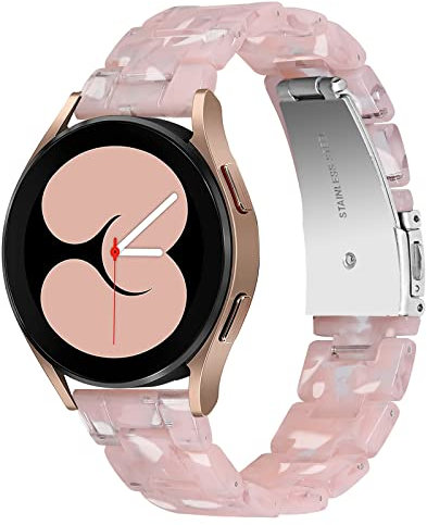 Miimall Kompatibel mit Samsung Galaxy Watch 5/5pro/4 40mm 44mm/4 Classic 42mm 46mm/Active 2 Armband Damen, 20mm Leicht Harz Ersatzarmbänder Sport Uhrenarmband für Galaxy Watch 4 - Klar Rosa