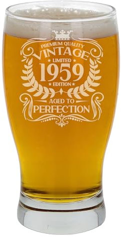 Always Looking Good Regalo de 66 cumpleaños para hombres vintage de 1959 envejecido a la perfección, vaso de cerveza de pinta grabado para 66 años de edad, vasos de cerveza de tulipán grabado