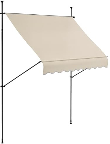 Outsunny Store banne autoportant Manuel auvent rétractable 2,5L x 1,2l x 2,1-3H m Inclinaison réglable pour Balcon sans Trous à percer métal alu Polyester Sable