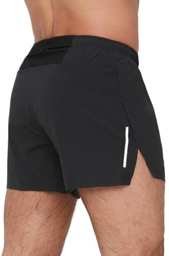 Wayonge Short de sport pour homme - Pour la course à pied et le marathon - Avec slip intérieur - Séchage rapide - Respirant, noir, Taille M