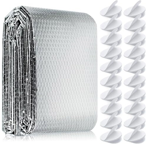 wordmouk 0.6x3 m Lámina Aislante de Burbujas de Aluminio Reflectante para Radiador, Barrera de Vapor, Panel Reflector, Rollo de Aislamiento Térmico para Pared, Loft, Barco, Caravana