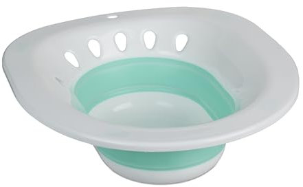 Relaxdays Bidet Pieghevole per WC, HLP: 12x36x39 cm, Inserto Semicupio Water Igiene Intima, Plastica, Bianco Turchese