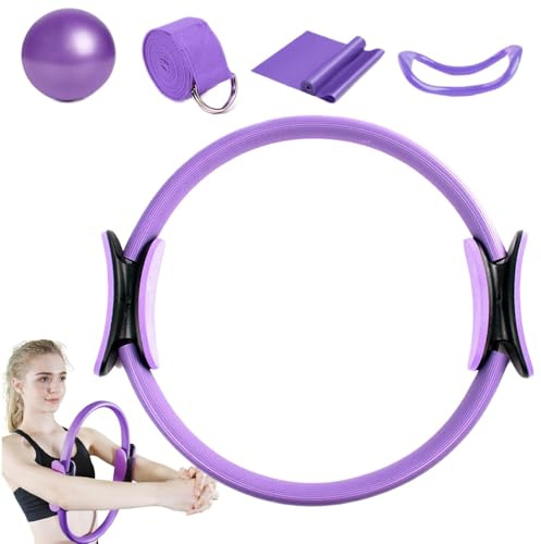 Ahuuen Juego De Anillos De Pilates | Resistencia Al Expansor De Pecho | Anillo De Resistencia A La Pelota De Yoga | con Pelota Y Bandas De Resistencia | para Que Las Mujeres Hagan Deporte