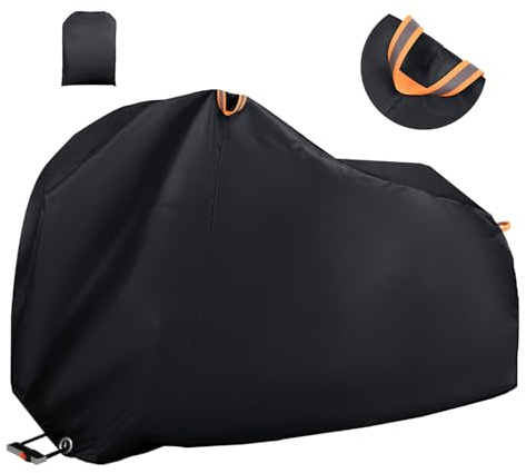 NIFBANG Bike Cover Waterproof Outdoor,210D Oxford Fabric Bicycle Cover,Anti Dust Rain Snow UV,Bike Rain Cover for Mountain,Road & Heavy Duty Bikes with Lock Holes,Reflective Tape & Storage Bag(Black)