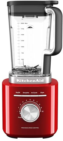 KitchenAid 5KSB2073EER Pure Power Blender Standmixer, 1,5 PS Motor, Asymmetrische Klingen, Eis-Crushen, für Suppen & Smoothies, 10 Stufen, 2L BPA-freier Behälter, Empire Rot