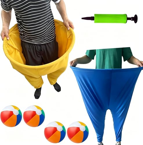 2 stycken farmor-byxor terrassspel, utomhusspel för vuxna kastspel utomhus, med 4 × hoppbollar och 1 × ballongpump, jumbobyxor, trädgårdsspel för utomhuslekar, gruppbildning