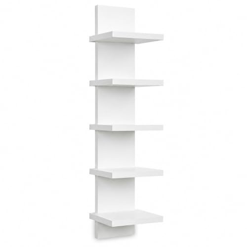 5 Tier Wall Shelf Unit White Floating Shelves Wall Mounted