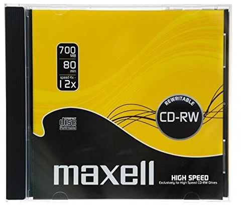 Maxell CD-RW 80 mm Speed 4x-12x Boitier cristal 10 mm,1 pièce