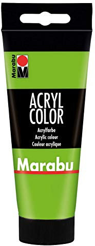 Marabu 12010050282 - Acryl Color blattgrün 100 ml, cremige Acrylfarbe auf Wasserbasis, schnell trocknend, lichtecht, wasserfest, zum Auftragen mit Pinsel und Schwamm auf Leinwand, Papier und Holz