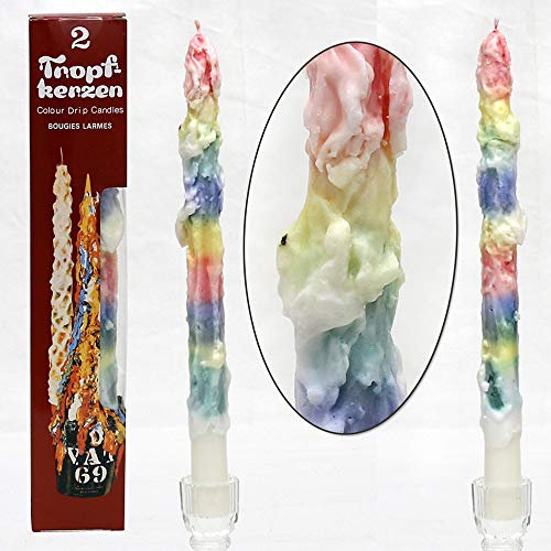 JEKA - Ebersbacher Kerzen 2er Set Tropfkerze bunt 25 x 25 x 30 cm, Kerze, Unparfümiert