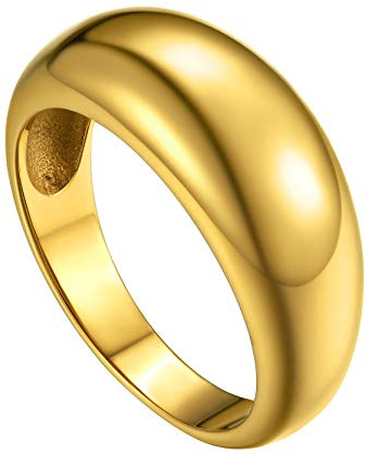 GoldChic Dorado Anillo Midi Pequeño Anillo Solitario Regalo Novia San Valentin, Anillo de Acero Oro Talla 14.5 Circunferencia 54.4mm