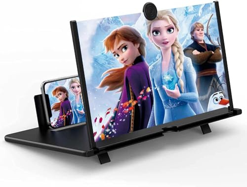 16 Screen Magnifier for Cell Phone – 3D HD Magnifing Screen Enlarger Projector for Movies Videos and Gaming – Foldable Phone Stand Holder with Screen Amplifier–Supports All Smartphones (Black-16inch)