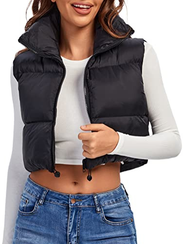 fuinloth Gilet da Donna Primaverile e Autunnale Smanicato Senza in Tinta Unita Giacca Senza Maniche Cappotti con Cerniera Nero M