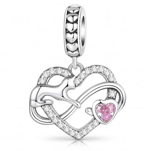 Berlock Ny 2023 MariaFonte Kompatibel Alla Märken Hjärta Katt Oändlig Födelsedag Jubileumshängen Originalerbjudanden Silver 925 Mamma Bead Lyckoberlock Jul Zirconia Litet rosa hjärta