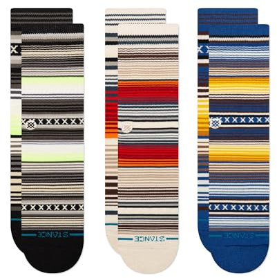 Stance Crew Socks - Curren, 3 Pack, Blue, Large