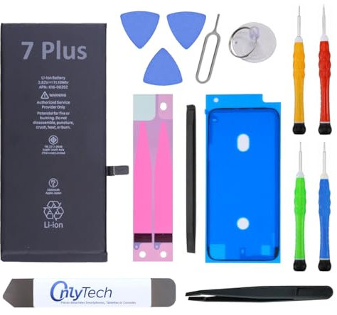 OnlyTech - Premium Replacement Battery for iPhone 7 Plus - 2900mAh, identical quality - Kit 12 Professional Tools and Screen Adhesive Included