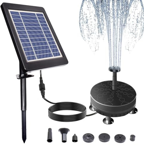 Solar Springbrunnen Für Außen 3.5W, Solarbrunnen Für Draussen Mit 3M Kabel, 6 Fontänenstile, Solar Teichpumpe Für Außen 180L/H Springbrunnen Solar Teich Für Garten, Vogel-Bad