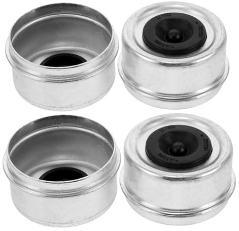 Cabilock 4 Stück Anhängerzubehör Plattierte Staubkappe Anhängerteile Überprüfen Sie Die Gummikappe Der Spindel Radlagerfett Anhängernabe Bootsanhänger Mit Staubkappe Lagerstaubkappen Metall