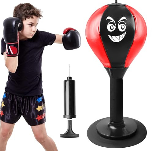Behogan Punchingball Table : punching ball de bureau, mini sac de frappe avec ventouse et pompe à air, sac de frappe Funpunch Rage Bag, Punching Ball Set de table Sac de frappe Mini Boxball Sac de