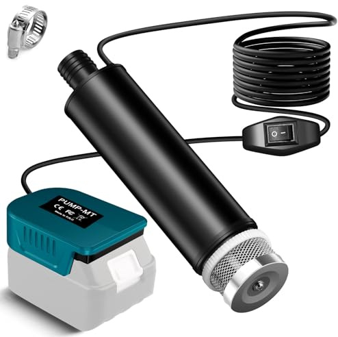 TPDL Akku Toil/Water Pump Sumpfpumpe Kompatibel mit Makita 18V Akku, 120W 12V Transferpumpe mit 5m kabel, Tragbare Öl Saugpumpe, Ölpistole,Tauchpumpe for Gardena, Pool Gartenbewässerung Autowäsche