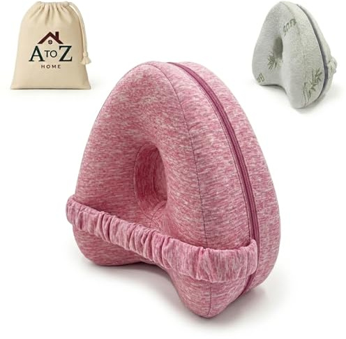 A to Z Home Leg Pillow, Knee Pillow, Pillow for Side Sleepers, Leg Support pillow, Knee pillow for sleeping on side, Bamboo Cover with Extra Pink Color Pillow Cover and Carry bag
