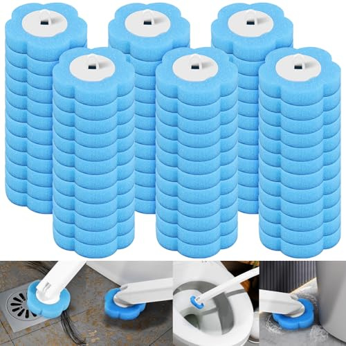 72 cabezales de repuesto para escobilla de inodoro desechables, cabezales de cepillo de esponja azul con detergente, cepillo de inodoro para lavabo, bañera y piscina