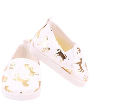 Codulu Chaussures de poupée pour poupée américaine de 45,7 cm, chaussures plates imprimées, tenues décontractées, accessoires de costume pour poupée fille de 43 à 46 cm, A