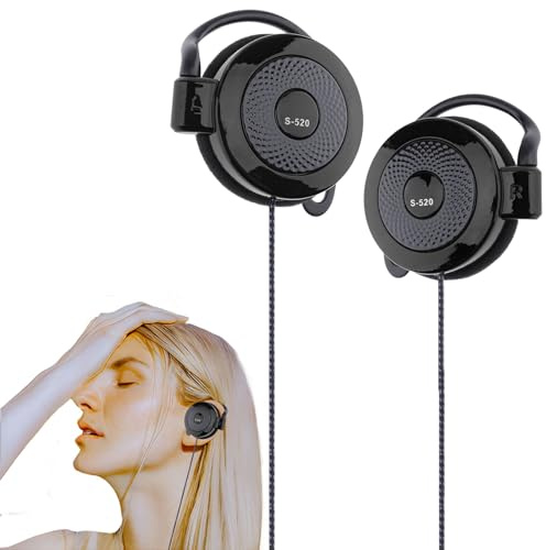 Auriculares tipo clip con cable, auriculares estéreo de 3,5 mm con gancho para la oreja, para correr