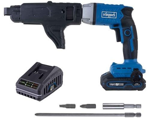 Scheppach Avvitatore a batteria per cartongesso BC-DWD400MS-X con funzione di regolazione della profondità e accessori, coppia 30 Nm, 1/4, velocità 4000 min-1, serie 20 V-IXES, con batteria da 2 Ah e