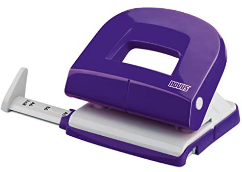 Novus E 216 Locher (16 Blatt Lochleistung, mit Anschlagschiene, für Büro und Schreibtisch) Violett glänzend