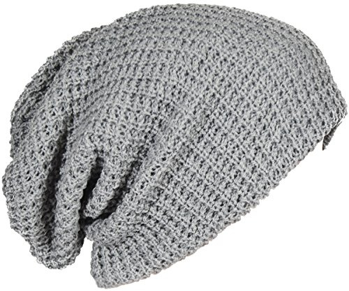 FORBUSITE Mens Slouchy Long Oversized Beanie Knit Cap for Summer Winter B08 (Light Gray)