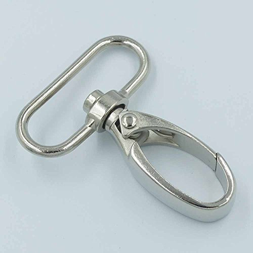 micoshop 10 x drehbare Clips, 3,8 cm Hakenschnallen, Metallauslöser für Lederhandwerksbänder, Schlüsselbandbänder (Nickel)