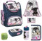 Familando Mädchen Schulranzen Set Sweet Puppy Love 8 TLG. mit Federmappe Dose Flasche und Regenschutz süße Hunde Welpen Türkis Rosa