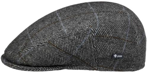 Lipodo Flatcap Schirmmütze Karomuster Made in Italy Damen und Herren Sommer Winter anthrazit 57 cm