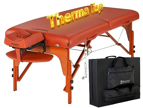 Master Massage 70cm Wide Santana Heating Top Portable Massage Table W/Carry Bag, Capacity: 300KG, Warming Therma-Top Temperature Setting System Massage Couch Spa Beauty Bed Tattoo Table (UK Plug)