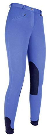HKM 9064 Reithose Penny Easy, Mädchen Hose, Kniebesatz, Kornblau / Dunkelblau, 140