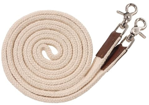 Tough 1 Royal King Deluxe Flat Roping/Contest Reins, White , 3/4 Diameter