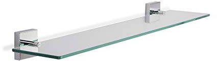 Croydex QM441441 Flexi-Fix Chester Glass Shelf, Silver, 54 x 590 x 134mm
