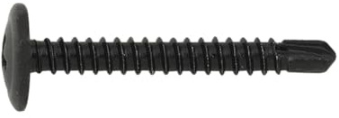 INDEX Fixing Systems TAEN - Pack de 500 tornillos autotaladrantes de cabeza alomada baja, huella Phillips y arandela estampada (recubrimiento cincado, 4,2 x 25 mm) color negro