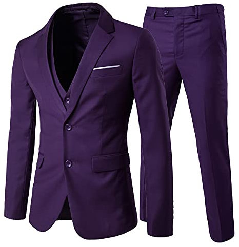 Cloudstyle Abito 3 Pezzi da Uomo Completo da Uomo Formale da Lavoro Giacca e Gilet e Pantaloni in 3 Pezzi dal Taglio Moderno Viola 3XL