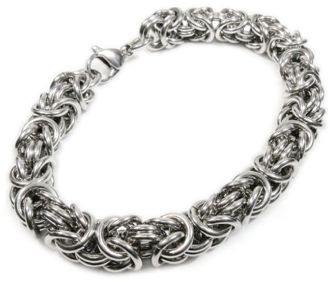Stainless Steel Round Byzantine Chain Bracelet 8mm 9inch