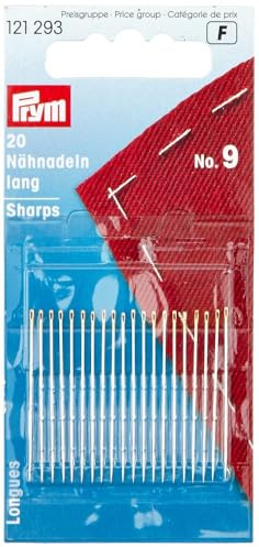Prym Sewing Needles, Acero Inoxidable, Silver, No.9, 34 x 0,60 mm, 20 Stück