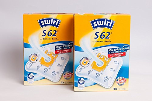 8 Original SWIRL S62 Staubsaugerbeutel für Siemens VZ 92 H 61