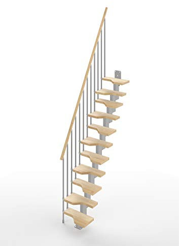 Scala Rettilinea Salva-spazio alla Marinara Mister Step Mini 11 Gradini - Altezza tra i Piani 241-285 cm. (Rovere, ACCIAIO GRIGIO)