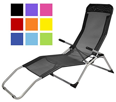 TPFGarden Gesundheitsliege Kippliege Relaxliege ATHEN klappbar + aus Stahl + wetterfest | Farbe: Schwarz | Hohe Qualität