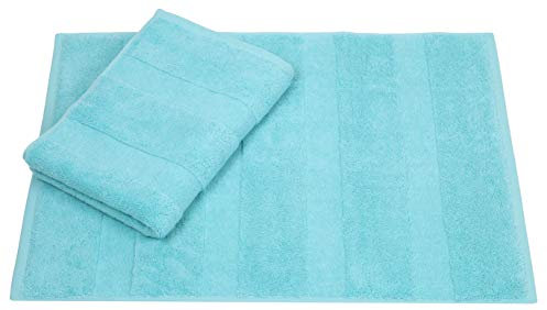 Betz 2er Set Badvorleger Badematte Badteppich Duschvorleger Frottee Größe 50 x 70 cm 100% Baumwolle Deluxe Qualität 680 g/m² Farbe türkis