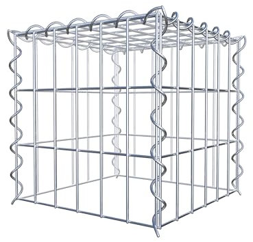 GABIONA Cesta de piedra de gavión rectangular, malla de 5 x 10 cm, profundidad de 30 cm, cesta de cultivo tipo 3, cierre de espiral, galvanizado (30 x 30 x 30 cm)